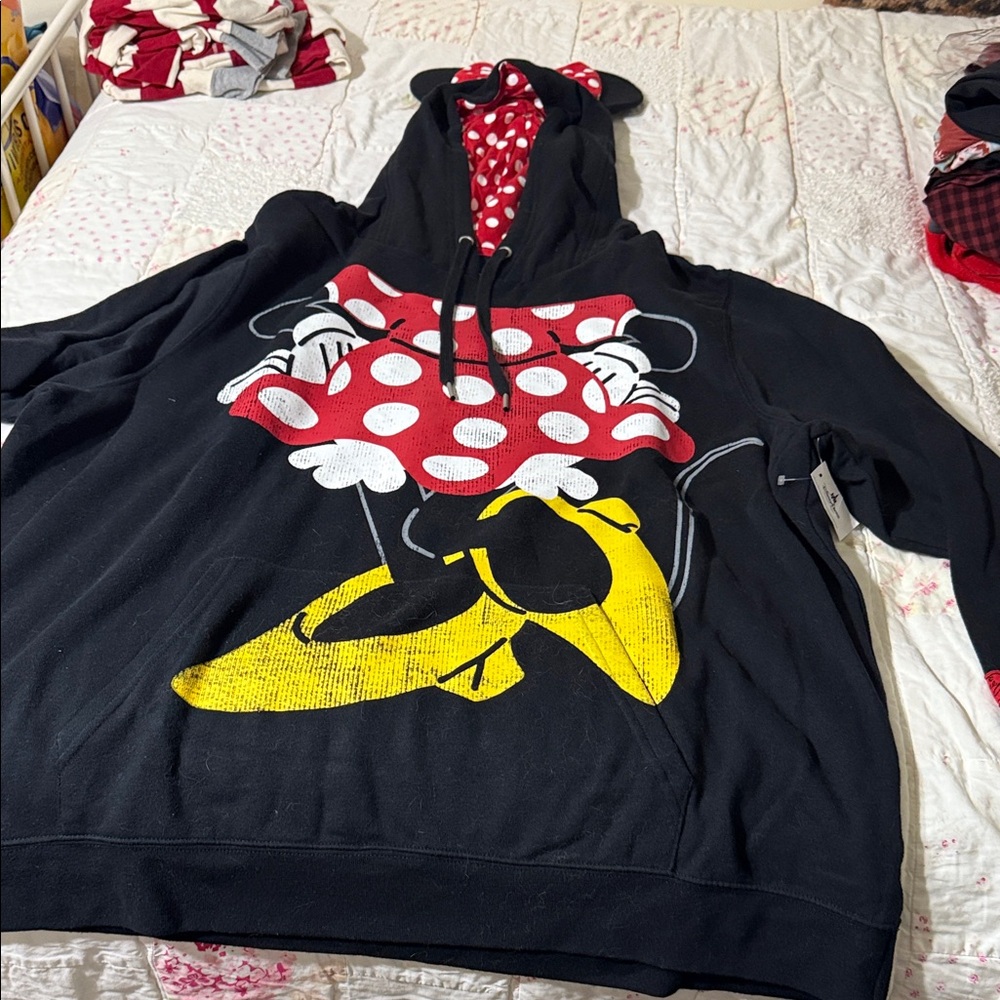 Disney Women's Black and Yellow Minnie Mouse Hoodie